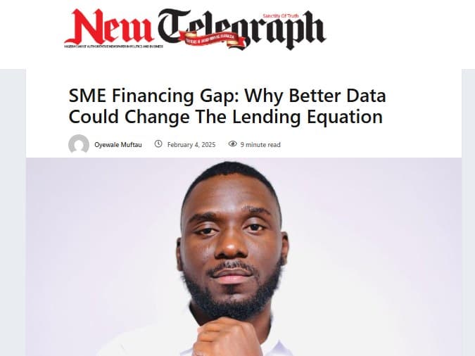 Screenshot of the New Telegraph article: SME financing gap: why better data could change the lending equation